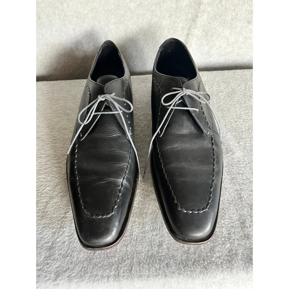 Paul Smith Mens Hand Crafted Black Leather Whipstitch Apron Toe Derby Shoes 9.5